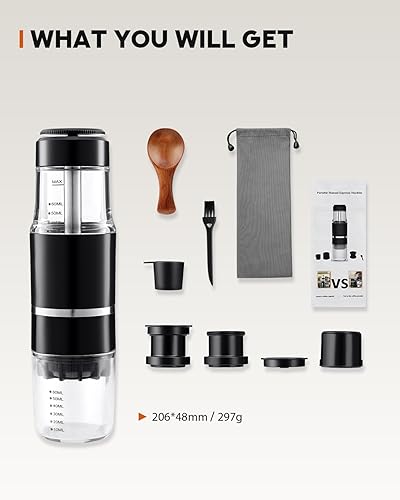 Miniatura 7 de Cafetera portátil para viajes y campamentos, máquinas de café ligeras de viaje, operadas manualmente, compatible con café molido y cápsulas NS,