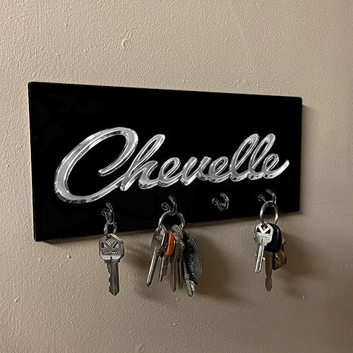 Vista 2 de Brotherhood Compatible con el emblema Chevelle de diseño negro para llaves, organizador de montaje en pared, soporte para llaves del hogar, anillo