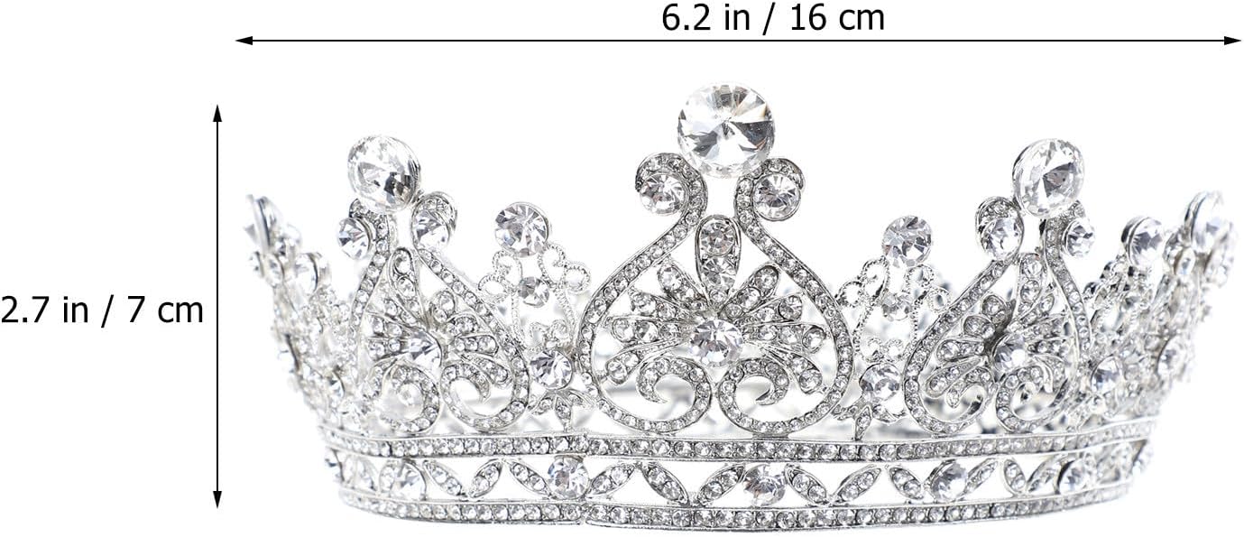 UPKOCH Silver Alloy Baroque Rhinestone Bride Crown for Bridal Hairstyles