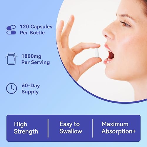 Miniatura 7 de Suplemento de magnesio con vitamina D3 K2- Complejo de magnesio quelatado 1800 mg - L-treonina y glicinato de magnesio -120 cápsulas