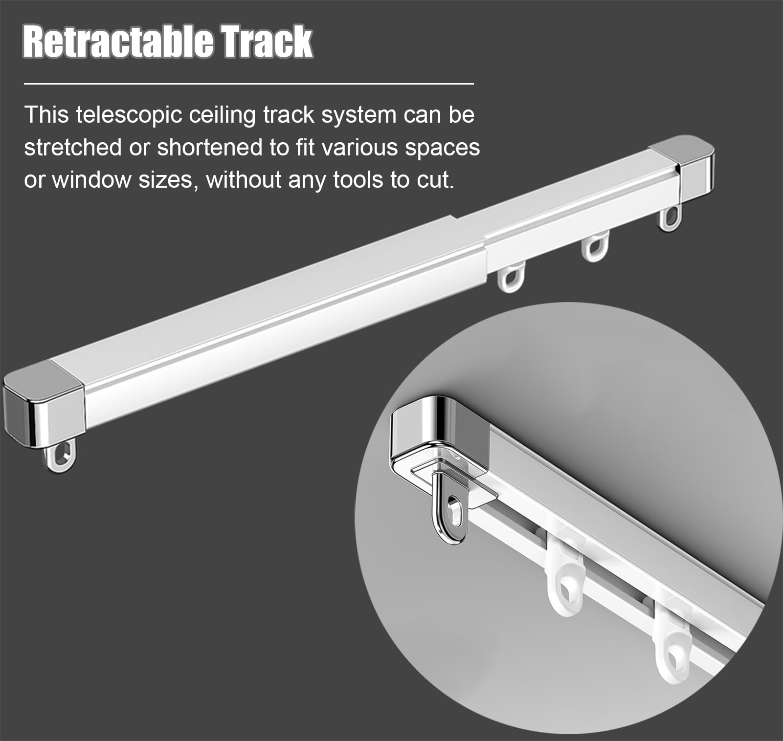 Tringle à Rideau De Plafond En Alliage D'aluminium Blanc Pour Balcon, Tonnelle, Camping-car, Chambre à Coucher/salon – Flexible Pliable, Montage Au Plafond/mur