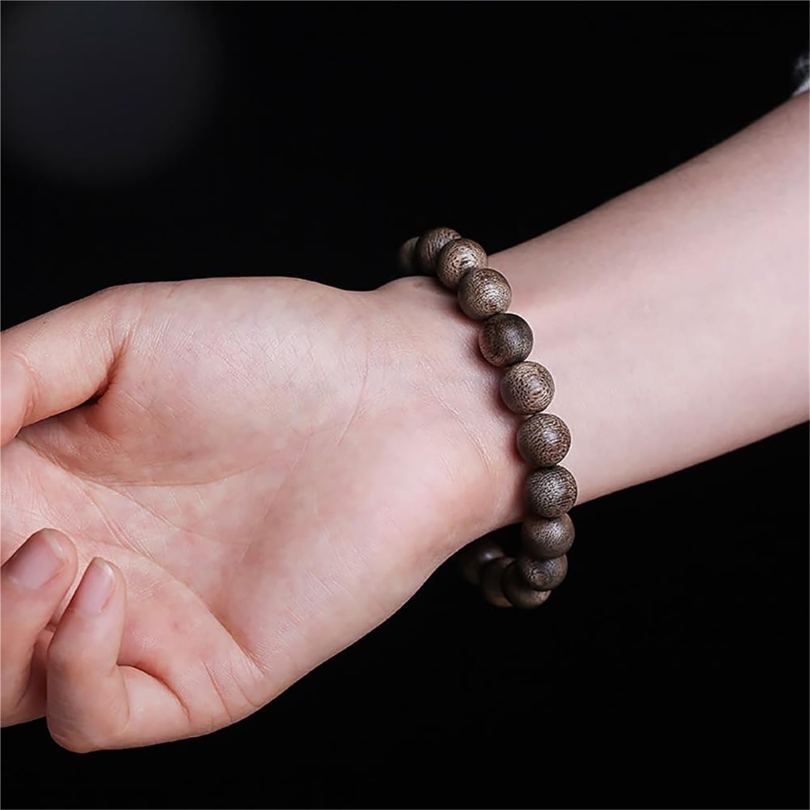 Pulsera unisex de 8 mm, 108 cuentas de madera de agar natural, para meditación y oración, cuentas de rosario budista hechas a mano para hombres y mujeres