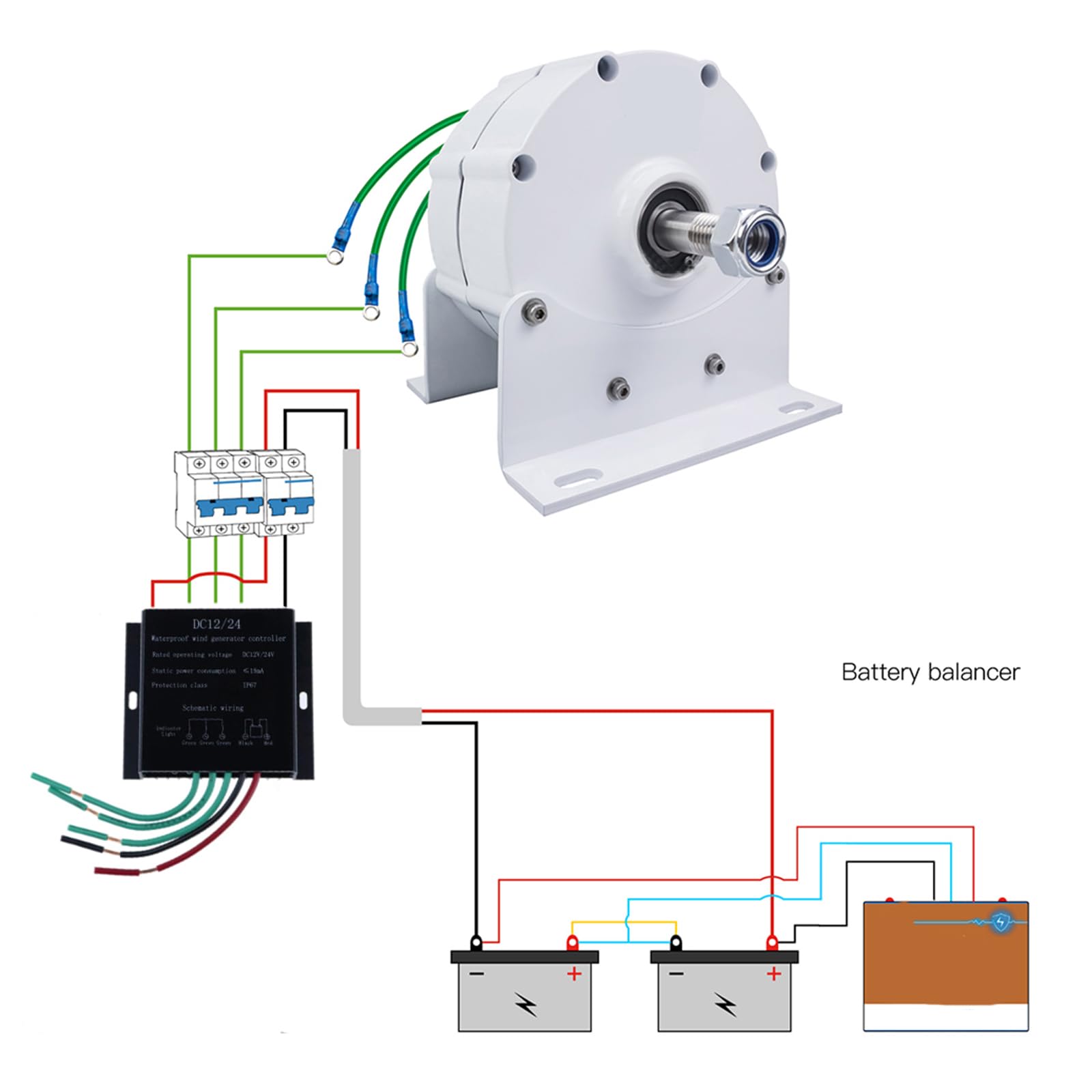 Generatore a Magneti Permanenti 10000W a Basso RPM 12V-220V | Con rettificatore, con base, alternatore AC trifase senza ingranaggi, silenzioso, adatto per turbine idrauliche/eoliche