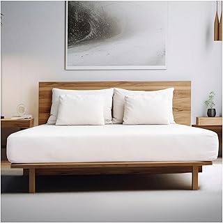 200 Thread Count Single Fitted Sheet, Satin Striped Bedding & Linen Bottom Sheet Single, 100% Egyptian Cotton White Bed Sheet, 10" /25Cm Deep Pocket Fitted Sheet, Extra Deep Fitted Sheet Single