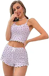 Conjunto de pijama feminino com nervuras, floral, conjunto de babados, blusa e shorts, 2 peças, pijama macio