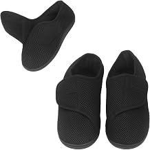 Wide Non-Slip Slippers with Cushioning Sole, Comfortable Adjustable Slippers for Home and Outdoor, Ideal for Elderly, Diabetic and Sensitive Feet, Size 7-8