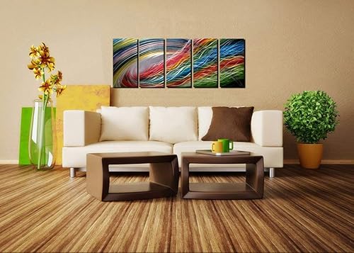 Miniatura 10 de Escultura de pared de metal única, arte de pared de metal con diseño de pintura de árbol, decoración abstracta moderna y contemporánea, arte azul de