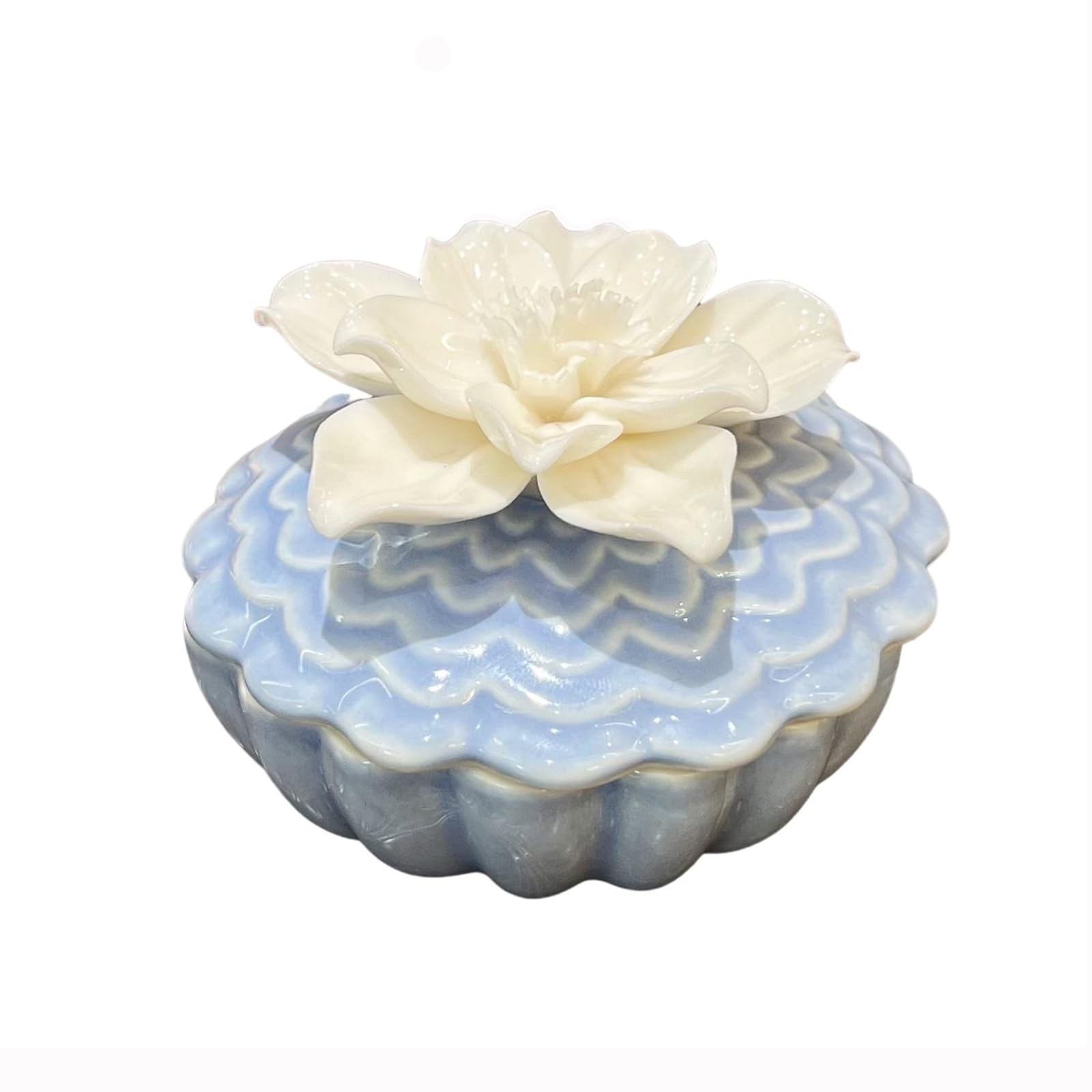 Wxmyozr Girls Bule Trinket Box With Lid Porcelain, Floral Ceramics Jewelry Boxes For Women Small Jewelry Organizer Container Earring Necklace Ring Holder