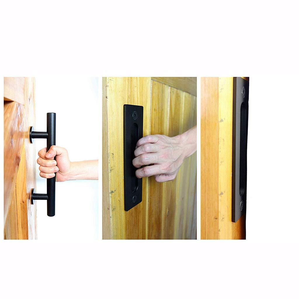 Maniglia per Porta, Maniglia per Porta Scorrevole del Fienile in Ferro Resistente e Set di Maniglie da Incasso, Finitura Verniciata a Polvere Nera, Installazione Facile (Dimensioni : Length6