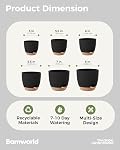 Bamworld 6 Pack Indoor Plant Pots Shelf Watering Planters for Indoor Plants with Drainage Hole Plastic Plant Pot for Home Gardening Containers(Black)