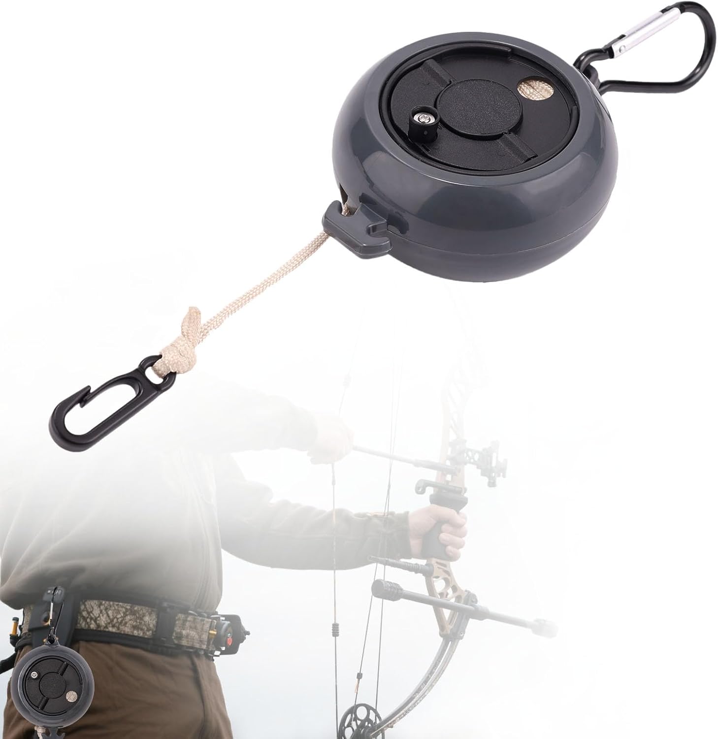 Retractable Bow Hoist, 32.8FT Tree Stand Bow and Gear Hoist Archery Backpack Hunting Gear Rope Accessories for Saddle Hunting Treestand Climbing Safety (Black)