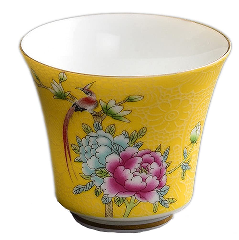 PAYNAN 4pcs/Set Jingdezhen Ceramic Teacup Hand Painted Flowers Birds Tea Set Portable Tea Bowl