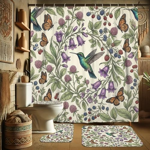 Rideau de douche colibri en tissu imperméable durable de qualité supérieure - 4