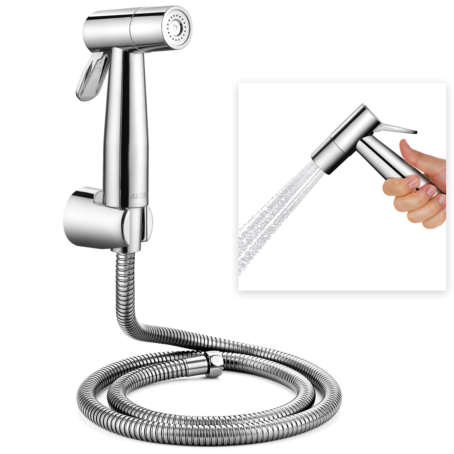 SHR20135 ABS Health Faucet with 1.25 Meter Flexible Hose Pipe and Wall Hook, Silver (Jet Spray for Toilet)