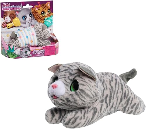 furReal Just Play - Gatito interactivo para mascotas, pequeño gato de peluche con sonidos y movimiento, piel sintética, juguetes para niños a partir