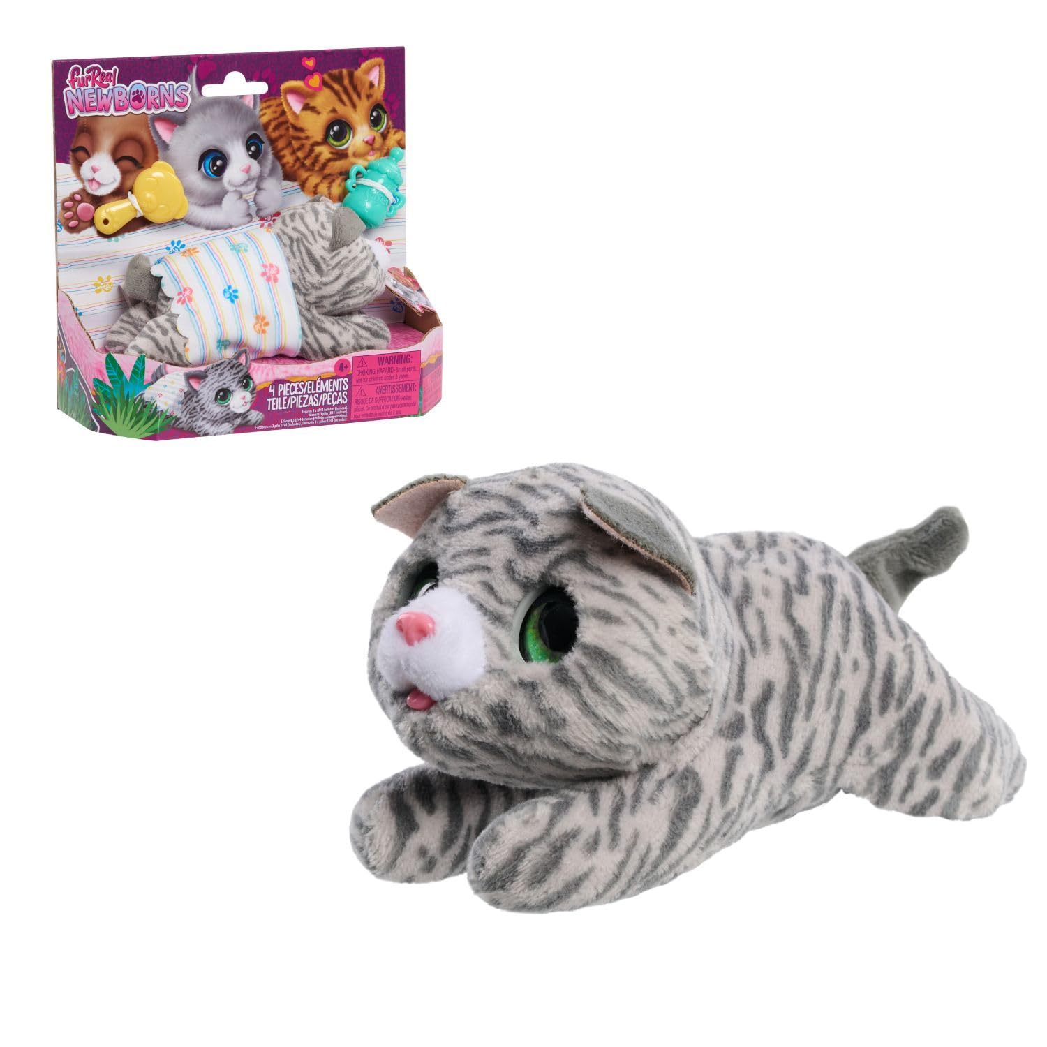furReal Newborns Kätzchen, interaktives Haustier, kleines Plüschkätzchen mit Soundeffekten und Bewegungen, Kinderspielzeug ab 4 Jahren von Just Play