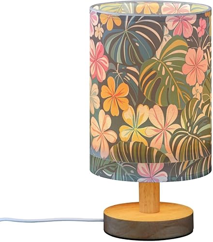 Miniatura 2 de Colorful Summer Hawaiian Flowers Table Top Lamp Nightstand Lights for End Table Lamp for Desk Retro lampara escritorio Simple