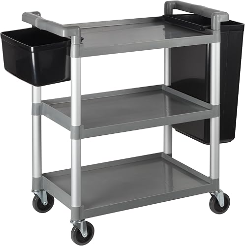 Miniatura 3 de Winco Carrito utilitario, 32 pulgadas de largo x 16-18 pulgadas de ancho x 36-34 pulgadas, gris