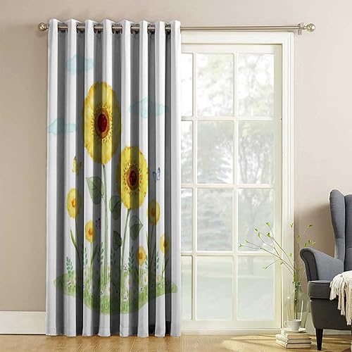 Miniatura 3 de Cortinas de girasol para oscurecer las cortinas de dormitorio, 1 panel, 59 pulgadas de ancho x 59 pulgadas de alto
