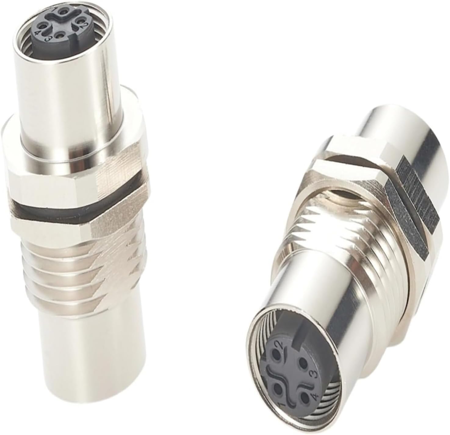 M12 D-Code 4-Pin Bulkhead Connector Profinet IP67 Shielded Female to Female Gender Changer Feedthrough Panel Mount Cat5 Ethernet Circular Socket for EtherCAT Modbus-TCP PLC(2PCS)