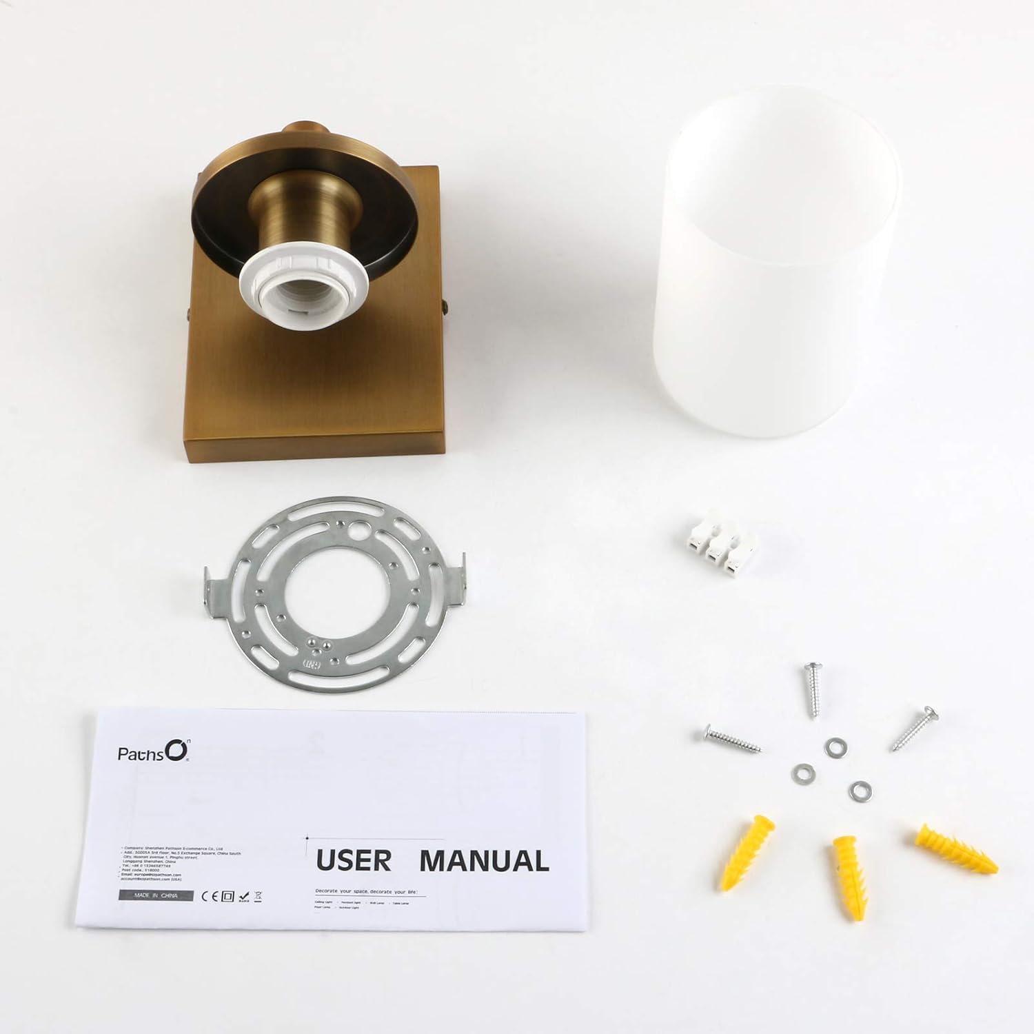 New Deal Pathson Vintage 1 Light Wall Light, Industrial Bathroom Vanity Light, Indoor Wall Sconce with Frosted Glass, Wall Mount Light Fixtures for Hallway Bathroom Kitchen Living Room (Antique)