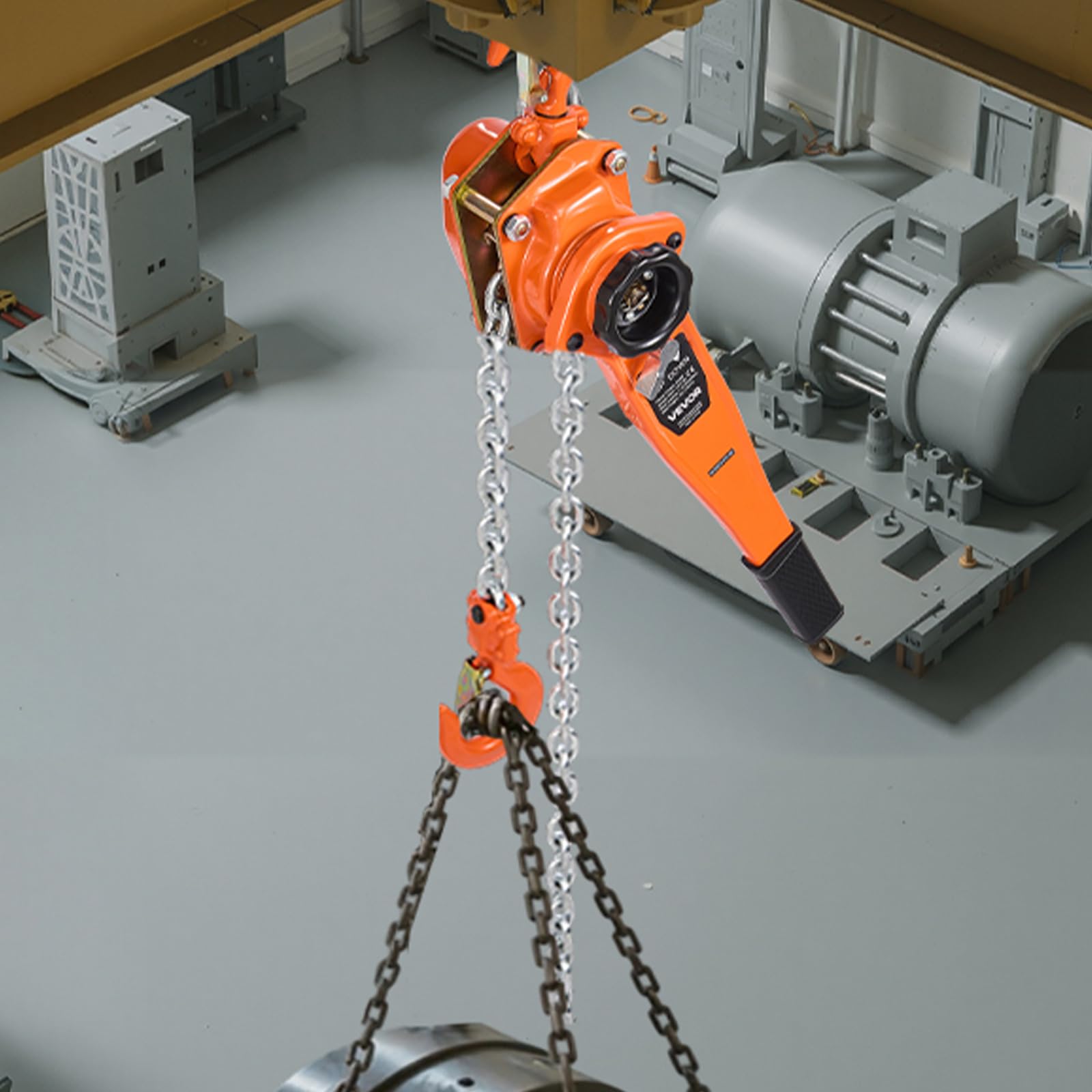 VEVOR Hebelzug, 1,5 T Kapazität, Handkettenzug, 3 m Hub, G80-Stahllegierungskette mit mechanischer Doppelsperrklinkenbremse, Hebezug 360° drehbare Haken, Ratschenzug für Lagerhaus, Bau, Garage