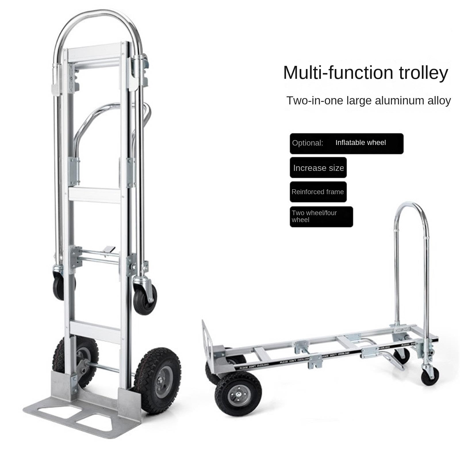 Transportkarre Hubwagen Aluminiumlegierung-Sackkarre Dolly Heavy Duty Convertible Sackkarre Pneumatische Räder for Den Umzug Transporthilfe