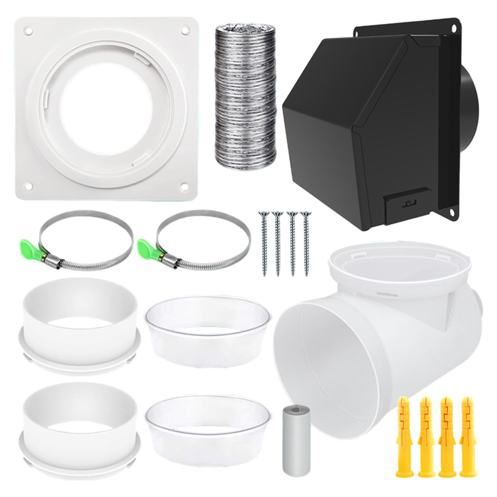 Mekalero 4Inch Dryer Wall Air Vent Extract Valves Grille Ducting Cover Metal External Rain Hat Square Outlet Enduring External Rain Hat Square Outlet