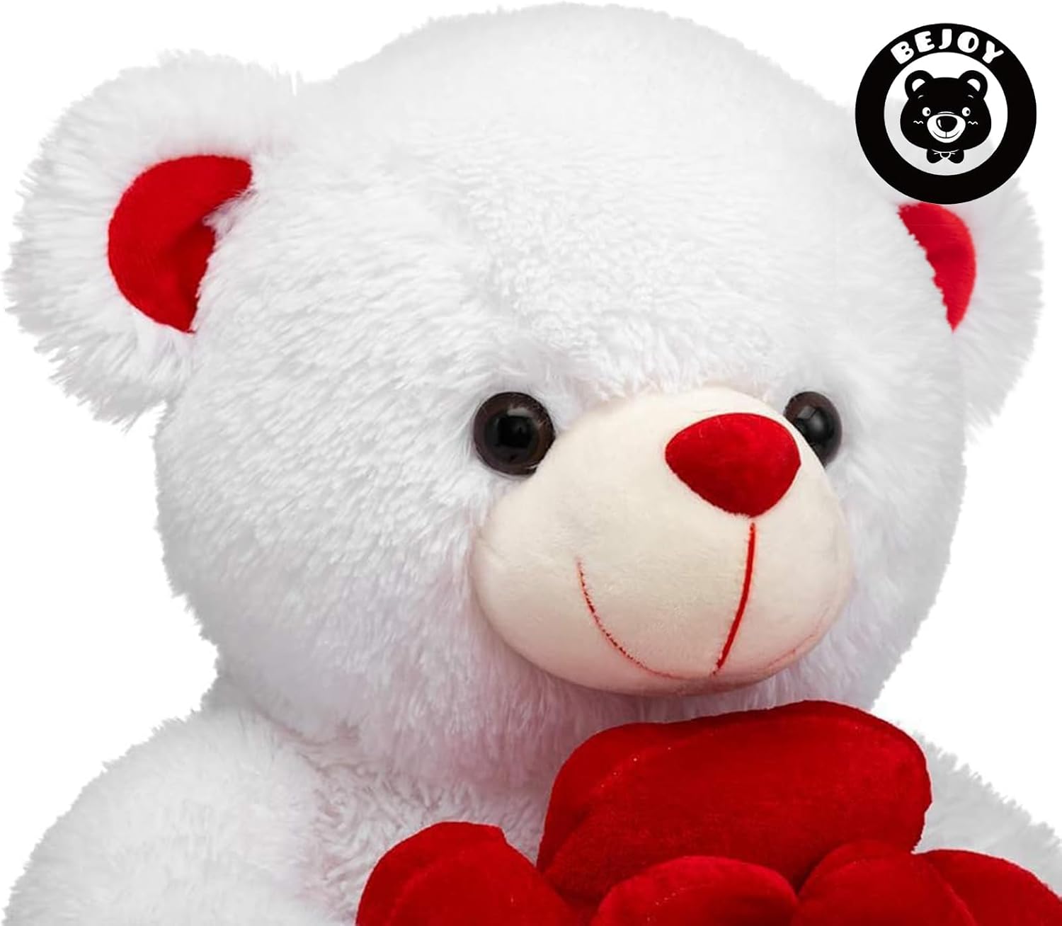 BEJOY Teddy Bear Stuffed Animals Plush Bear Holding Rose Soft Plush Toy Gifts 16 inches White