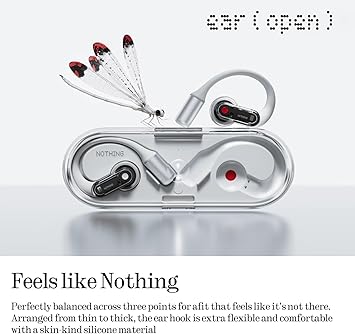Nothing Ear (Open) outdoor in-ear headset with two microphones and AI Clear Voice, Open Sound technology, IP54 dust and water resistant, 30 hours playback and advanced EQ – white