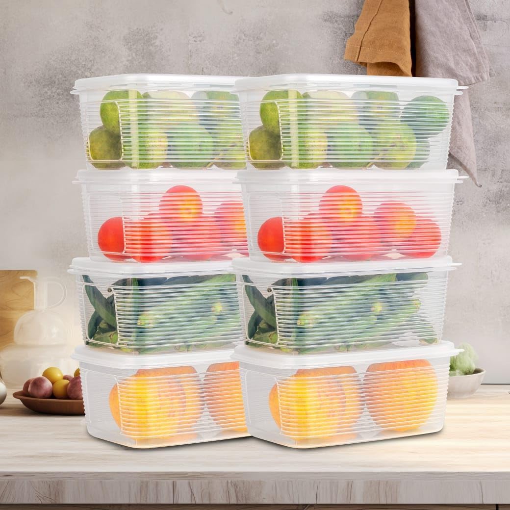 SORATH BPA-Free Plastic Food Storage Containers with Lids Stackable Airtight Boxes for Fridge & Freezer Reusable Organizer Bins for Fruits, Vegetables, Meal Prep & Leftovers (8)-picture-37