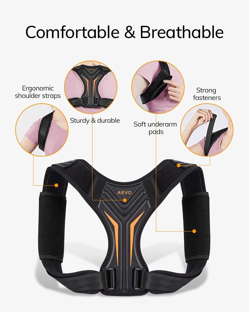 AEVO Compact Posture Corrector for Men and Women, Adjustable Upper Back Brace for Clavicle Support, Neck, Shoulder, and Back Pain Relief, Invisible Comfortable Back Straightener, L