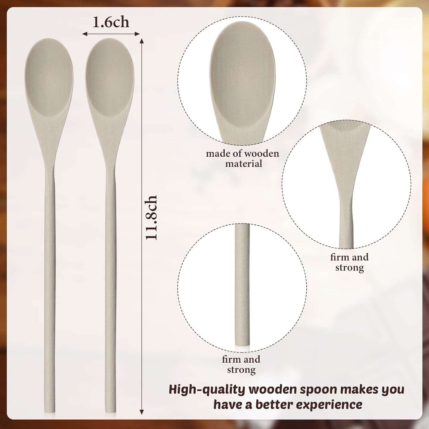 Eaasty Set of 50 12 Inch Long Wooden Spoons for Cooking Kitchen Crafts Long Handle Oval Mixing Spoons Baking Utensils for Serving Stirring - Image 2