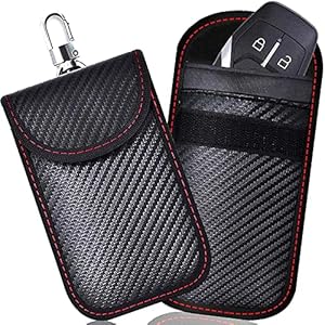 Keyless Go Schutz Autoschlüssel, 2 Pack Autoschlüssel Schutz Keyless Go Schutzhülle Funkschlüssel Abschirmung Leder RFID Auto Schlüsseltasche Strahlenschutz