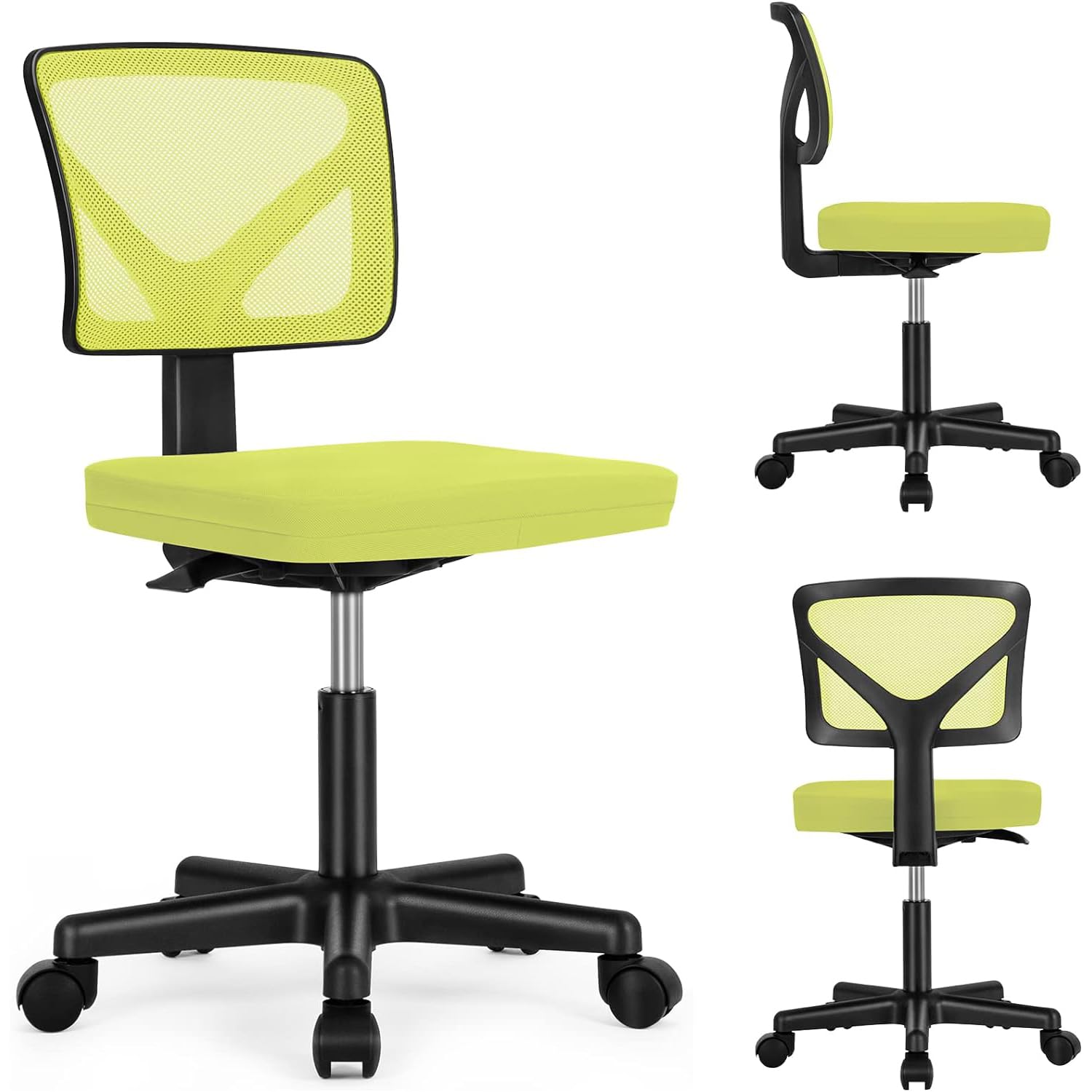 DUMOS Silla de Oficina pequeña sin reposabrazos, cómoda Silla de Escritorio, Silla giratoria con Soporte Lumbar con Ruedas, Silla de Oficina, Adecuada para Oficina, Estudio, salón y Otros entornos