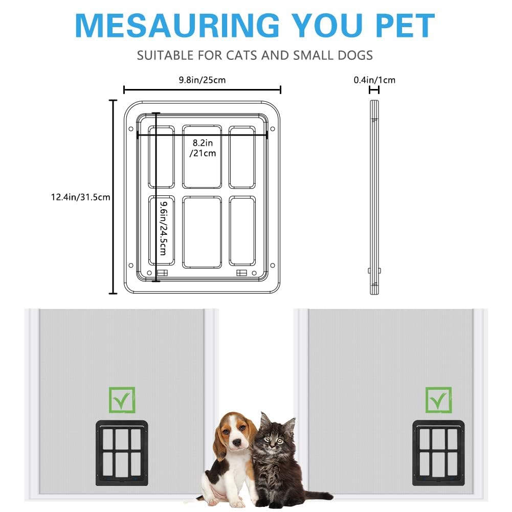 Porta Schermo per Animali Domestici, 21 x 24,5 cm Dimensione Porta Interna, Chiusura Automatica Porta Zanzariera per Animali Domestici, Porta per Gatti per Zanzariera con Serratura Magnetica