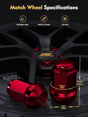 Vista 89 de MIKKUPPA Tuercas de llanta M12x1.5 – Repuesto para Fusion 2006-2020, Focus 2000-2023, rueda de escape 2001-2023 – 20 tuercas negras de extremo