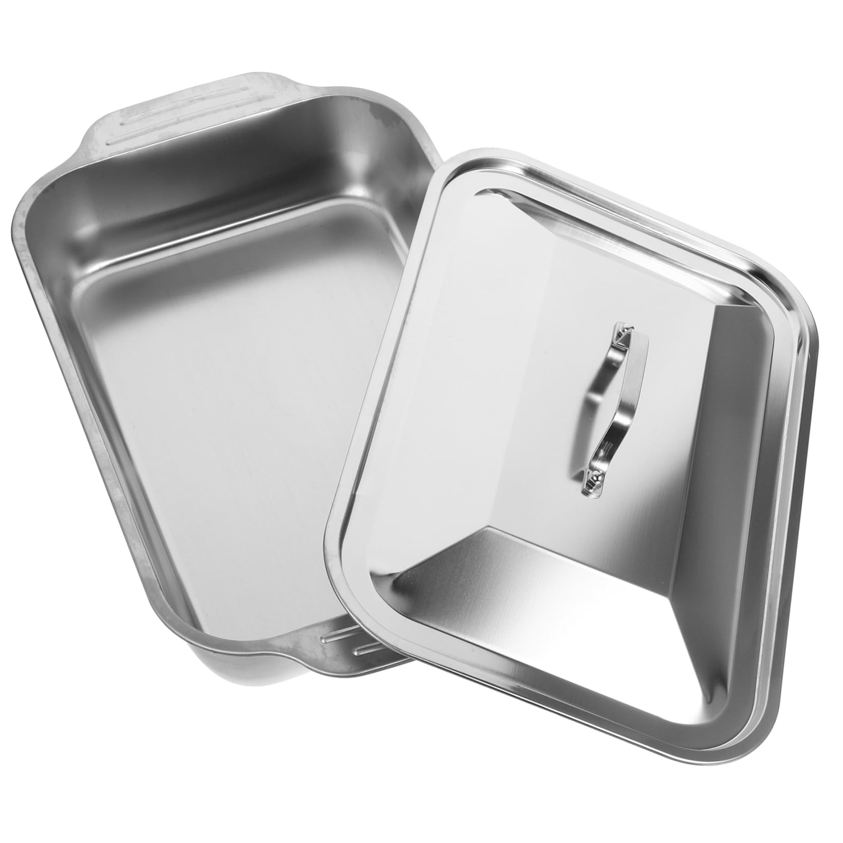 Bandeja de parrilla de acero inoxidable con tapa, duradera y versátil para horno y barbacoa de pescado, perfecta para los entusiastas de la cocina al aire libre y a la parrilla