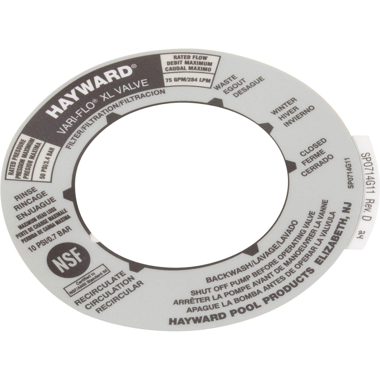 Hayward SPX0714G Multiport Label for SP0714T-image-44