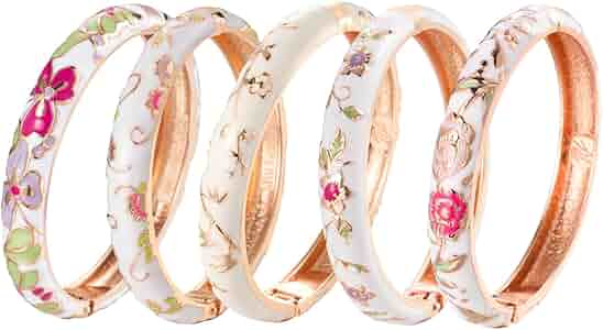 Amazon.com: UJOY Bangles 5 Pcs Enamel Jewelry Set Rose Flower
