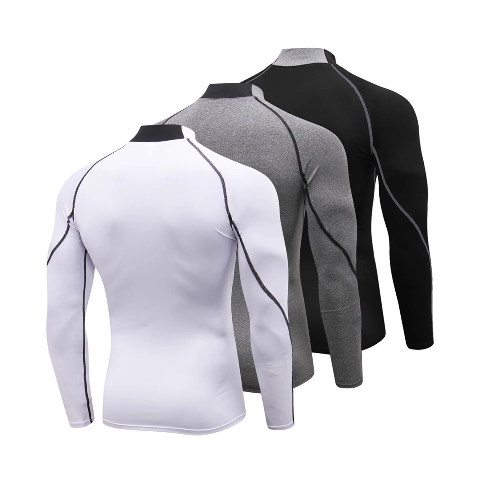 Camisa De Compresión Cuello Alto For Hombre, Camisetas Interiores Entrenamiento Manga Larga For, Mallas For Baloncesto, Correr, Capa Base Atléticas