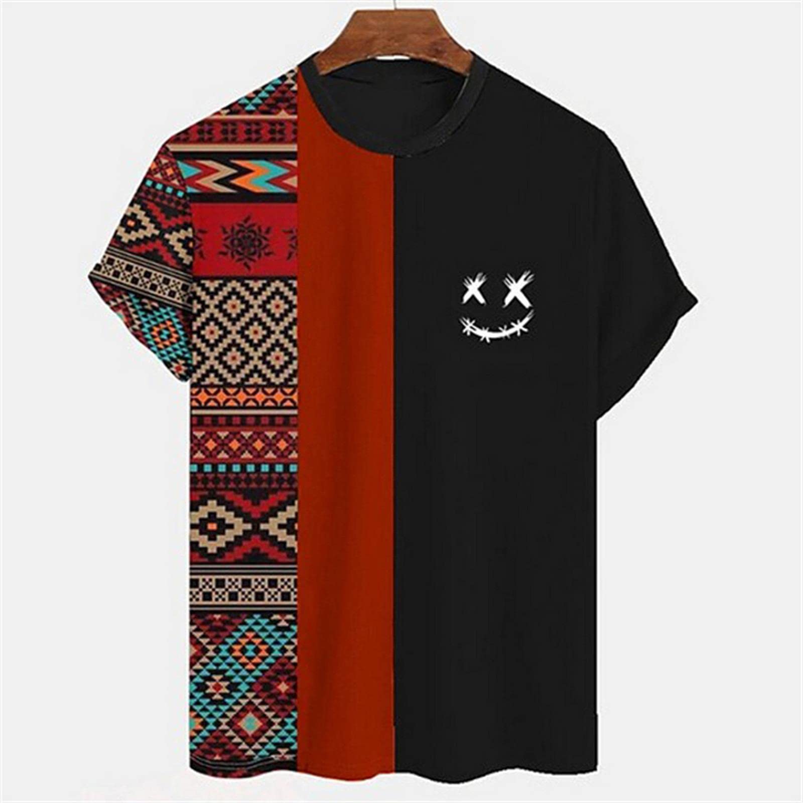 MOGSA T-shirty Letnie Męskie T-shirty Nadruk Krótki Rękaw Casual Oversize Sweter O-Neck Graficzny Luźna koszulka-4, M