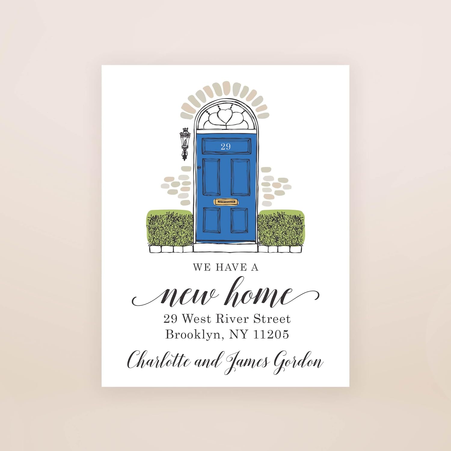Front Door Moving Announcement Cards, New Address Cards, Flat 4.25x5.5 Personalized Moving Cards with Envelopes (Blue)