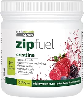 Prairie Naturals Zip Fuel pH-Balanced Creatine Energy Drink - Wild Berry Burst Flavour - 300 Gram