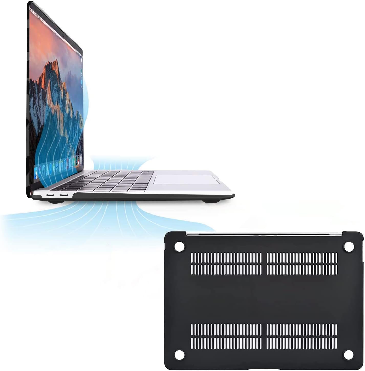 MOSISO Compatible with MacBook Air 13 inch Case 2022 2021 2020 2019 2018 Release A2337 M1 A2179 A1932 Retina Display, Plastic Leopard Grain Hard Shell Case&Keyboard Cover&Screen Protector, Black - Image 4