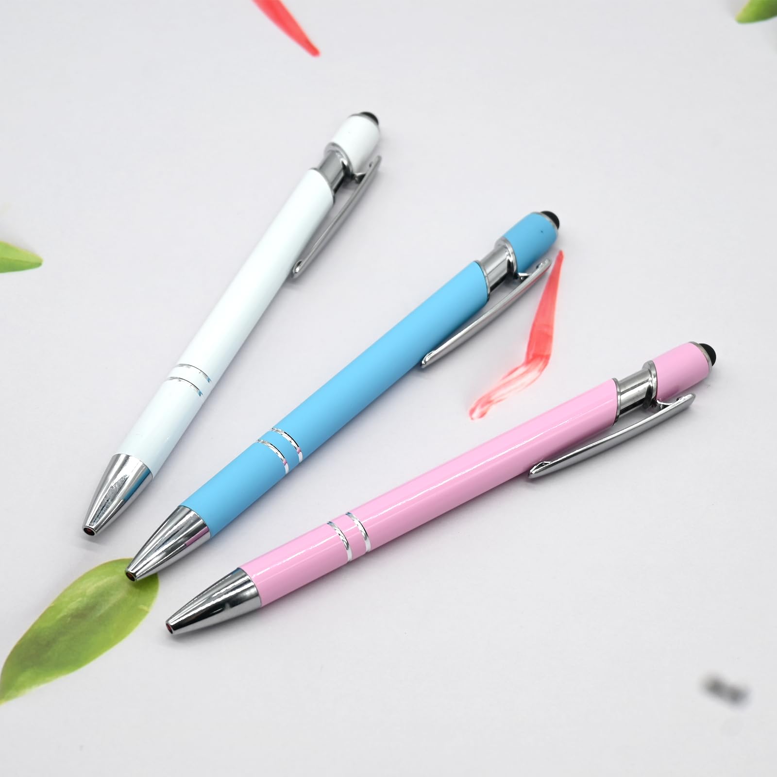 50 penne a sfera con inchiostro blu con stilo 2 in 1, penna a sfera per touch screen, penna di ringraziamento 2 in 1, regalo di ringraziamento per colleghi, colleghi, ufficio (azzurro)