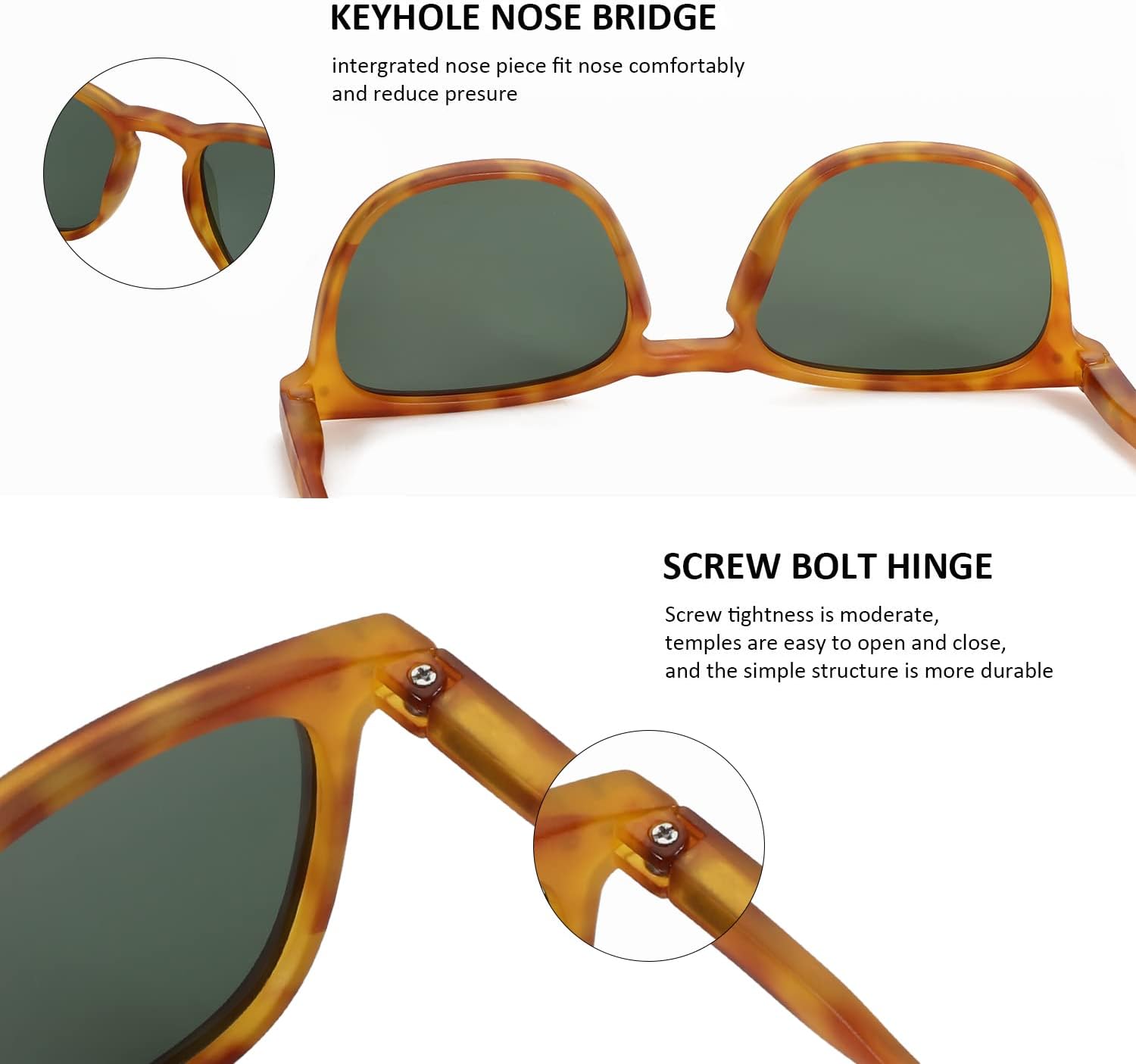 ZENOTTIC Polarized Sunglasses for Women Men: Retro Shades Round | Square Frame UV Protection 2 Pack - Image 5