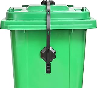 Trash Can Locks for Animals Trash Can Lid Lock Squirrels Raccoon Proof Outdoor Garbage Can Locks Universal Trash Can Strap Lock, Heavy Duty Rubber Cord Simple Install