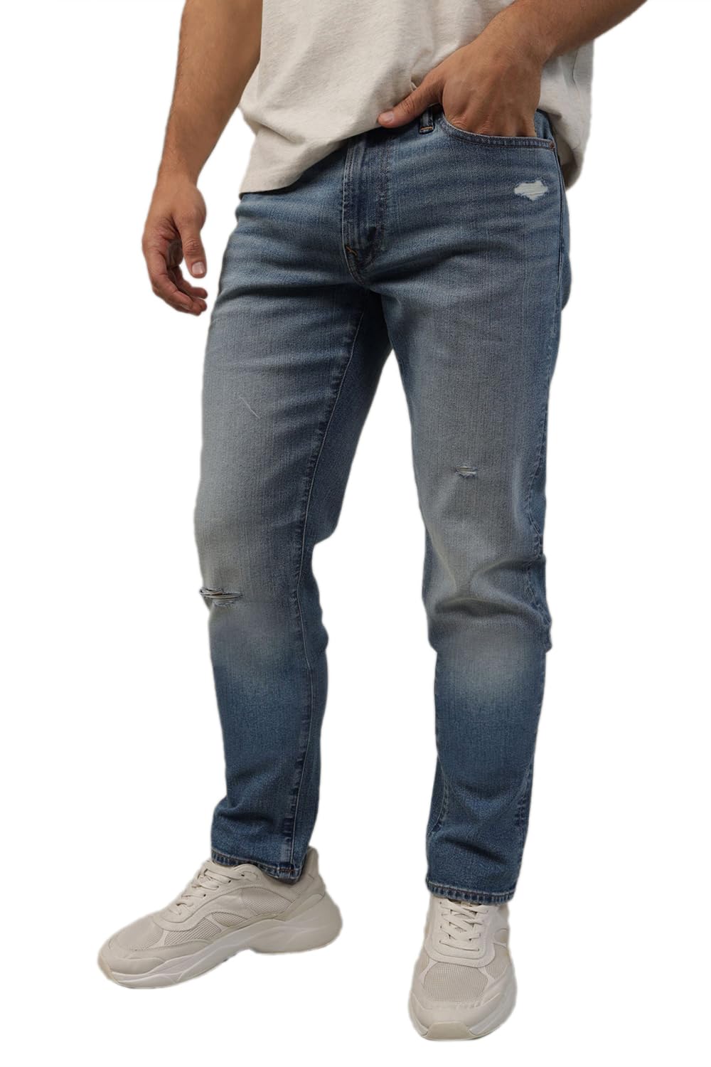 american eagle Men Blue Airflex+ Ripped Slim Jeans-picture-24