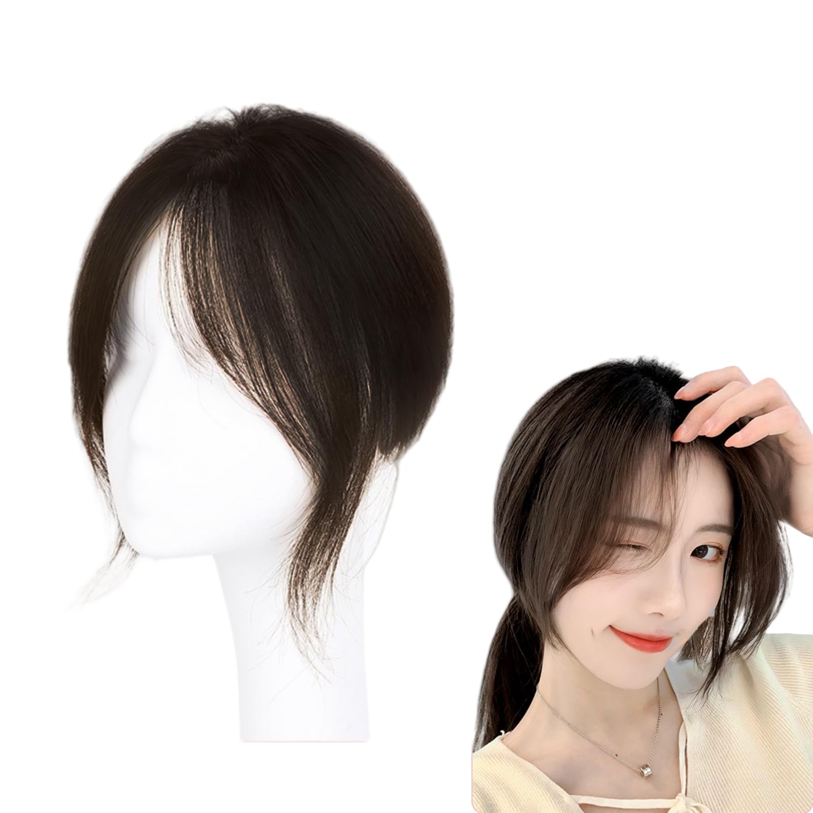 Natural,10 inch,Xytraiihw Clip para flequillo, flequillo de cabello 100% humano, flequillo con clip, extensiones con clip para flequillo fino para mujer, flequillo francés para uso diario